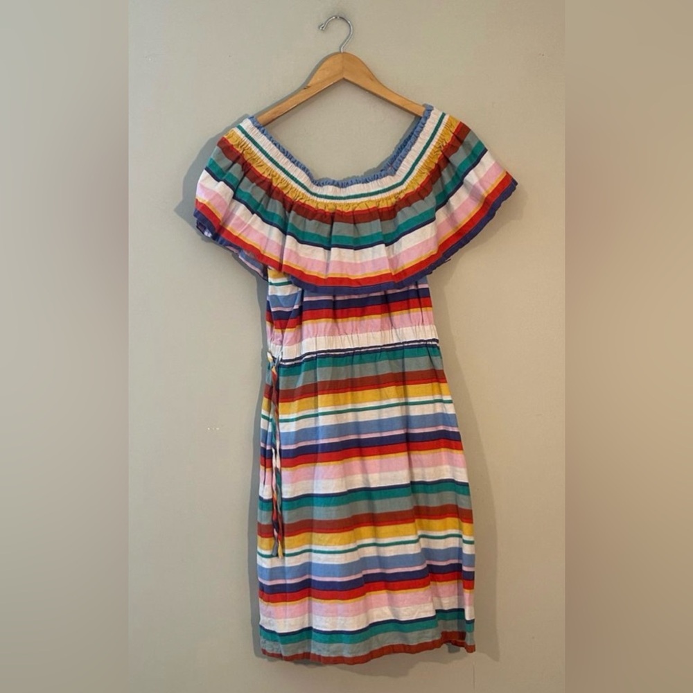 Anthropologie Summer Dress Maeve‎ linen off shoulder colorful sun dress pool - Picture 2 of 3